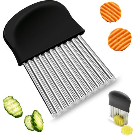 1 Couteau Ondulé,Acier Inoxydable,Lame Vague,Coupe Légumes,Cuisine Maison (1/5)