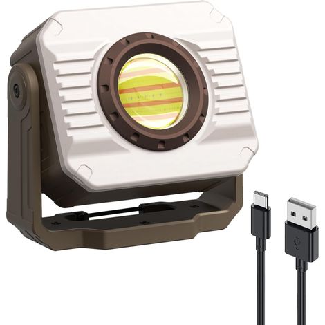 Lampe Travail, 5000mAh Rechargeable LED Lampe de Chantier 1200lm 3 Modes Lumière Dimmable Magnétique Portable Lampes D'atelier avec Rotable Crochet pour Outdoor Randonnée Working (1/5)