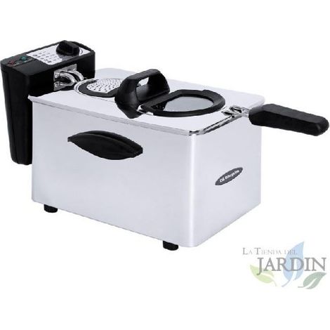 Friggitrice professionale in acciaio inossidabile Orbegozo. Capacità 4 litri. Termostato regolabile. Potenza 2000 W