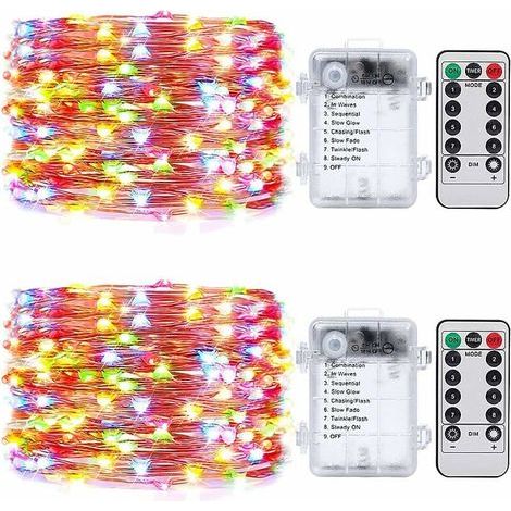 Fairy String Lights with 50 Multicolor LEDs, 5M, Battery Operated with Remote Control and Timer Setting, Indoor or Outdoor Use, Pack of 2 (1/5)