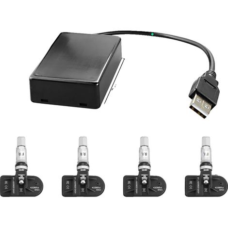 Sistema de control de presión de neumáticos, alimentado por USB, sensores internos y externos, TPMS (integrado). (1/2)