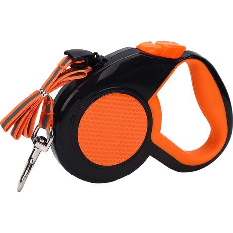 Retractable dog leash - 5m, ergonomic fluorescent orange handle - Outdoor safety (1/5)