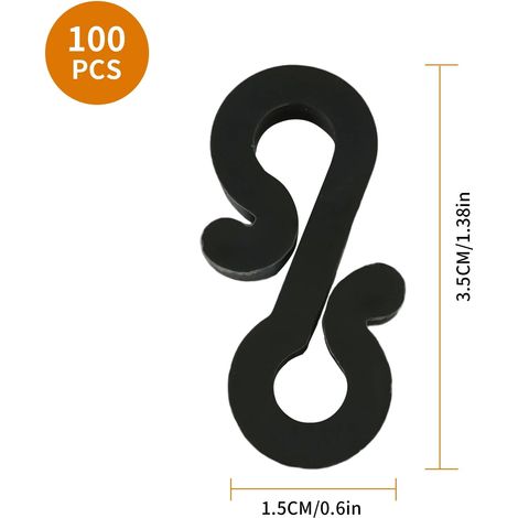 Lot de 100 - Crochets De Gouttière Noirs Pour Lumières De Noël - Crochets De Suspension En s Pour Décoration De Noël (1/5)