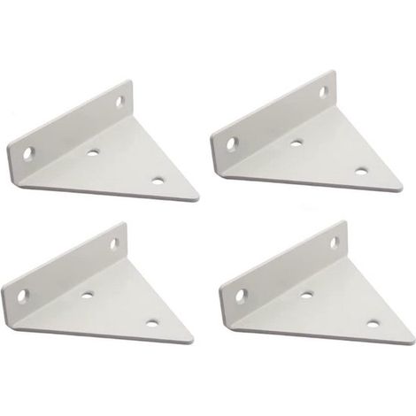 Lot de 4 supports d'étagère flottante, 8 x 10 cm, en fer, support métallique, fixation murale, blanc, étagère murale (1/5)