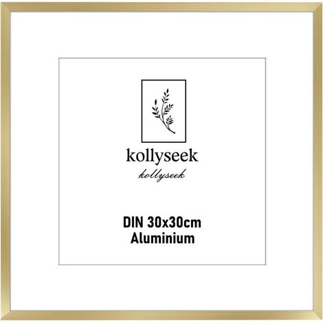 Aluminium Bilderrahmen 30x30cm Gold mit Passepartout und Acrylglas (1/5)