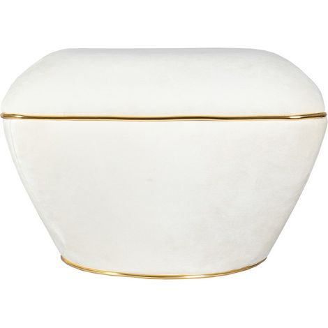 Pouf Contessa avorio e oro in velluto misto cotone (1/3)