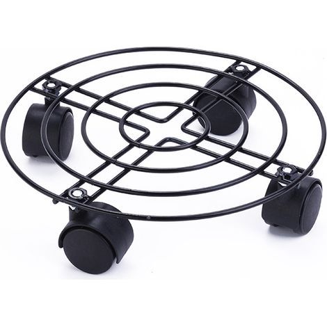 Support à roulettes pour Pot de Fleur ÉDITION Noire Ø 25 x 6 cm I Roule Pot pour intérieur I Support Roulant en Acier, revêtement Noir, avec Bordure I Capacité de Charge 60 kg (1/5)