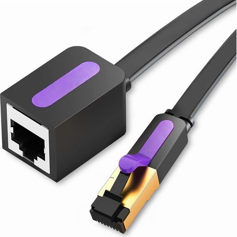 Câble d’extension Ethernet Cat 7 plat RJ45, rallonge réseau haut débit cuivre pur mâle-femelle, connecteur durable (1/4)