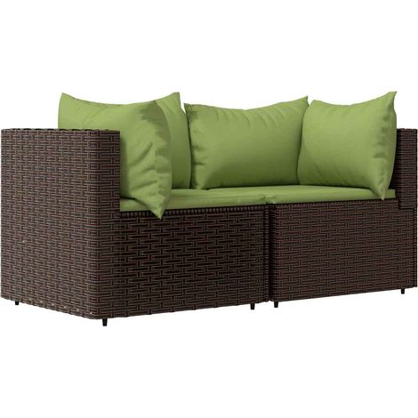 Maison Exclusive - Divani Angolari da Giardino con Cuscini 2pz Polyrattan Marrone