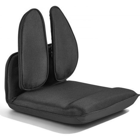 Silla de Suelo Relax, Silla Reclinable con Respaldo Ajustable en 5 Posiciones, Soporte Ergonómico, Marco Metálico y Tapizado de Lino, para Lectura Descanso Sala de Estar Dormitorio, Color Negro (1/5)