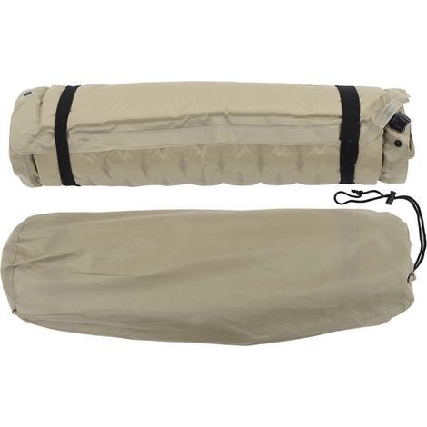Tapis de sol kaki autogonflant imperméable épais polyester moelleux pour camping extérieur, matelas durable résistant à l'eau, confortable et portable (1/5)