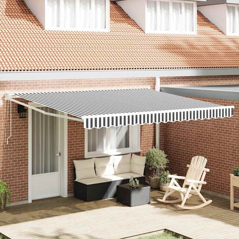 Auvent rétractable anthracite et blanc 4x3 m tissu et aluminium
