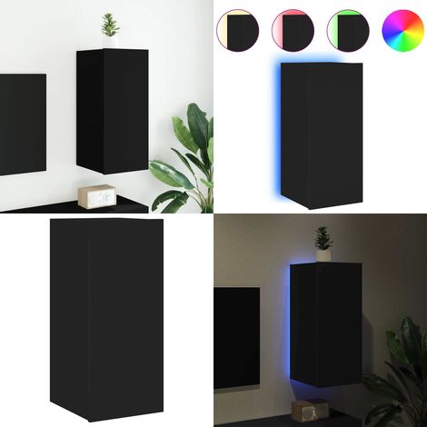 TV-Wandschrank mit LED-Leuchten Schwarz 30,5x35x70 cm - TV-Schrank - Holzschrank - Regal - Wandregal - Wohnzimmer Dekoration - Home & Living (1/5)