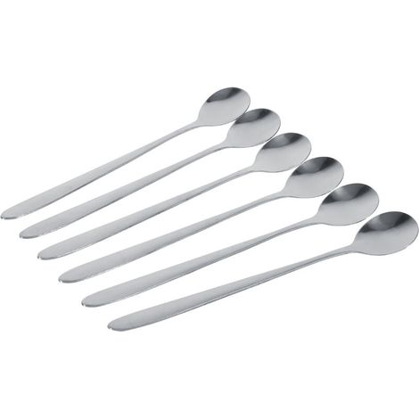 6 pièces en acier inoxydable élégant Long manche Latte crème glacée Sundae café soupe cuillère cuillères à café nouveau (1/5)