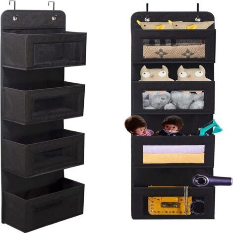 BUNTHAUS Etagère à la Porte, Pentes de l'Organiseur à partir de Tissu mou, 4 grandes Poches avec la Fenêtre claire, pliable Hängeaufbewahrung avec 2 Crochets de Porte de salle de Bains, chambre d'enfa (1/4)