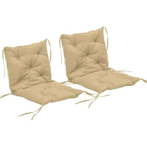 2er-Set Stuhlkissen 98 x 50 x 8 cm mit Bindebändern, Polyesterbezug, Khaki (1/4)