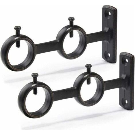 BUNTHAUS Lntyq Lot de 2 Supports de Tringle à Rideaux Double Crochets pour Tringle à Rideaux de Salon, Chambre à Coucher, Tringle à Rideaux