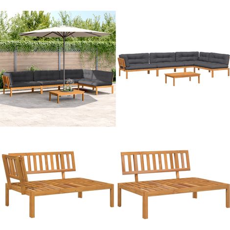 5-tlg. Garten-Sofagarnitur aus Paletten mit Kissen Akazienholz - Gartensorgsatz - Esszimmergarnitur - Gartenmöbelset - Outdoor Möbel - Balkonmöbel - Home & Living (1/5)