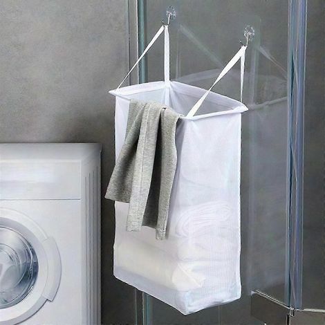 Panier à Linge Mural pour Salle de Bain, Poche de Rangement Pliable pour Vêtements Sales, Sac de Rangement pour Divers, Accrochable au Mur, Organisateur de Lingerie (1/5)