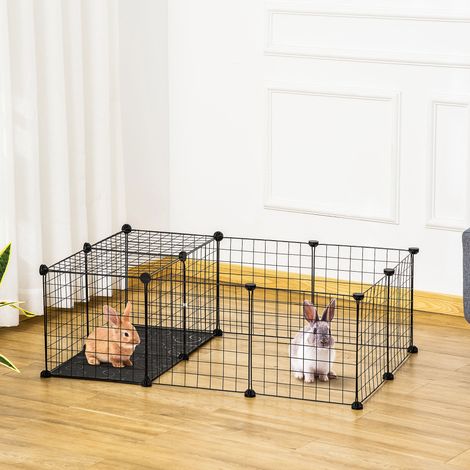 Enclos pour petits animaux parc pour lapins, noir, cochons d'Inde et rongeurs modulable