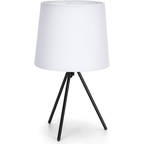 Aigostar Lampada Tavolo Abatjour E14 Paralume Tessuto H44cm Ferro Bianco Nero