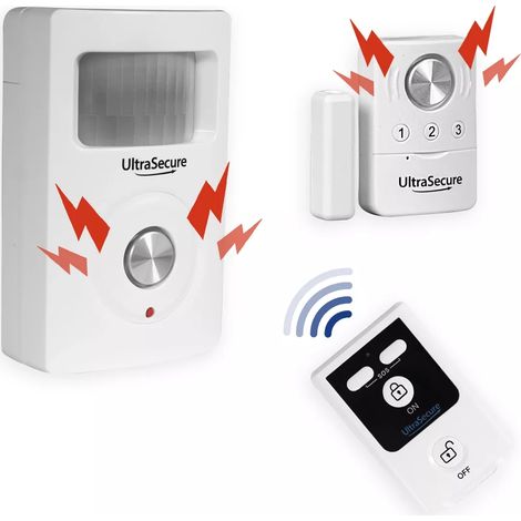 Alarme autonome sans fil sur piles - Détecteur de mouvements + vibration et ouverture avec 2 sirènes (BT) (1/5)