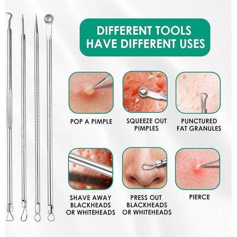 6 Pièces Extracteur point Noir, Tire Comedon Point Noir avec Boîte Transparente, Acier Inoxydable Blackhead Remover Outilour pour Points Noirs Acné Milia et Autres Impuretés de la Peau(Argent) (1/4)