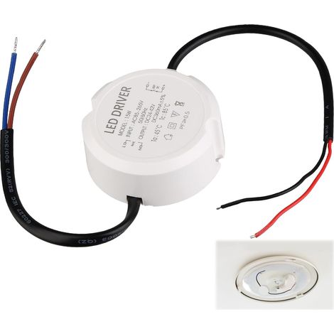 Transformateur LED 36V 15W Pilote d’Alimentation Rond Sans Scintillement Sans Bruit DC 24V Driver LED Compact pour Éclairage Intérieur et Extérieur (1/5)