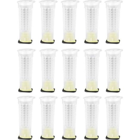 15 Pcs Bee Queen Cages D'élevage Multifonctionnel Anti-Morsure Protecteur Équipement D'apiculture en Plastique Outils D'insectes (3x1.2x1.2in)
