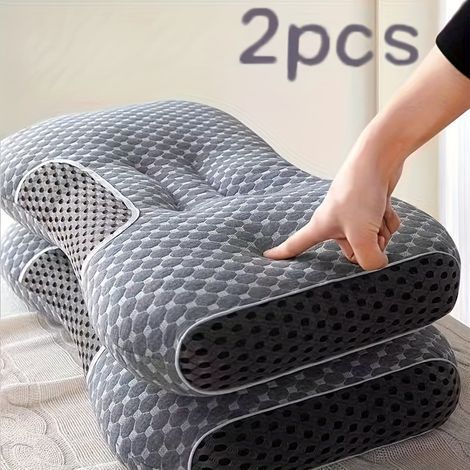 Deux coussins de massage en maille douce pour couples - Ajustables, ergonomiques, avec un noyau de haute qualité et une housse amovible pour un sommeil confortable. Gris-AquaForge (1/5)