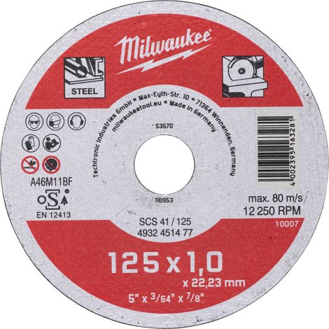 Milwaukee Mola Contractor diametro 125 mm spessore 1 mm da taglio (1/4)