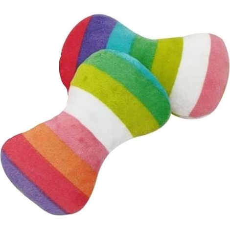 piezas de juguete de peluche colorido para perros con forma de hueso arcoíris para masticar, suministros para mascotas para jugar con mascotas. Adorable, de calidad y práctico, atractivo y profesional