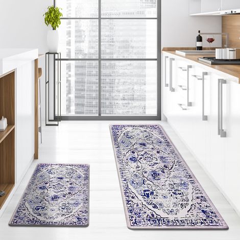 New Retro Style Entryway Mat, Household Kitchen Anti-slip Dustproof Thickened Washable Strip Mat - Bohemian Style - 6 - 44701.2cm