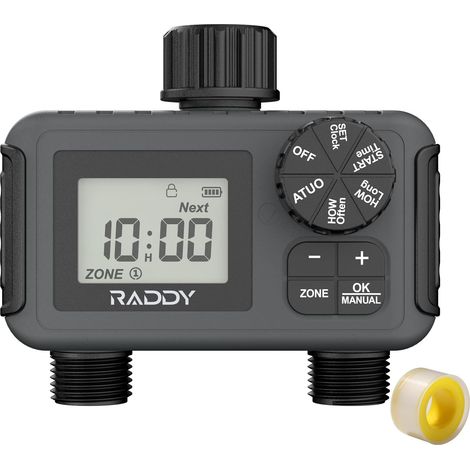 WS-5 Bewässerungstimer, 2 Ausgänge für Gartenschlauch, Bewässerungstimer für Gartenbewässerung, Regenverzögerung, manueller/automatischer Timer