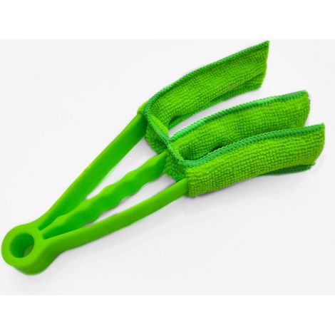 Spazzola multiuso per la pulizia delle bocchette dell'aria dell'auto - Manico in microfibra per tapparelle, finestre, tastiere, lenzuola, alette parasole, verde (1/5)
