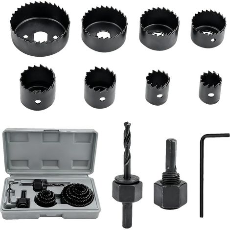 11 Pièces Coffret Scie Cloche Circulaires, Coffret Scie Cloche, Scies Cloches en Acier au Carbone 19 à 64 MM, pour Percer, le PVC et autres matériaux, Kit complet avec de rangement portable (1/5)