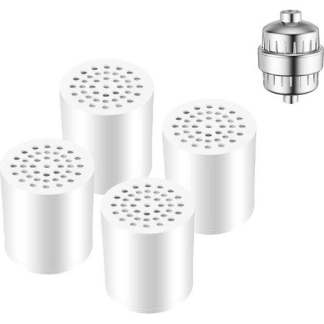 Set mit 4 universellen Duschfiltern (20 Filterstufen) + 1 Filter – Wasserreiniger für hartes Wasser – Entfernt Schwermetalle und Ablagerungen (1/5)