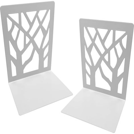 Branches Blanches Serre-Livres Métal Antidérapant 2 Pièces Séparateurs De Livres Anti Rayures Pour Étagères Chambre Ou Bureau