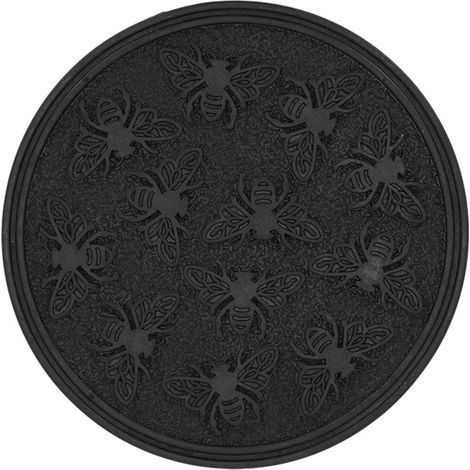 Esschert Design Trittplatte Bienendekor Schwarz Ø 30 cm aus recyceltem Gummi