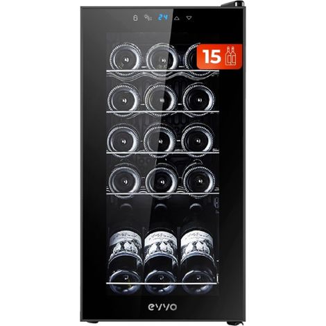 EVVO Vinoteca 15 Botellas, Botellero Vertical, Display Temperatura Interior, Tecnología de Enfiramiento Termoeléctrico, Temperat (1/5)