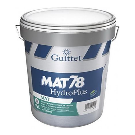 Guittet – Peinture acrylique mate HydroPlus – Opacité maximale – Application facile – Pour murs et plafonds