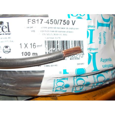 Câble unipolaire noir 16mm² – Conducteur cuivre flexible – Tension 450/750V – Installation intérieure uniquement - fs17-1x16ne
