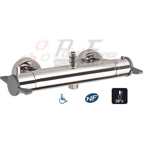 Mitigeur thermostatique de douche double sortie – Finition chrome – Conçu pour installations PMR – Technologie de régulation précise