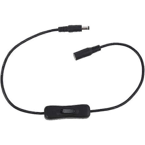 Câble d'extension mâle-femelle de 50 cm (5,5 x 2,5 mm) avec interrupteur marche/arrêt pour ruban LED, caméra de vidéosurveillance, ordinateur portable et appareils mobiles.