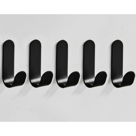 Crochets muraux autocollants aluminium noir, lot de 5, pour salle de bain et cuisine, design moderne (1/5)
