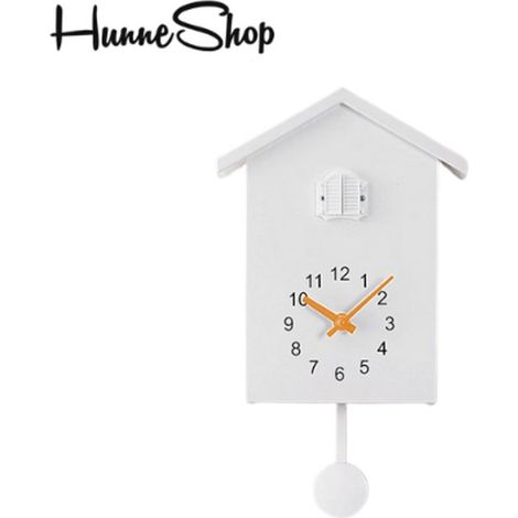 Horloge à coucou - Décoration murale - Blanche - Avec chant du coucou - Nichoir - Horloge à coucou moderne blanche (1/5)