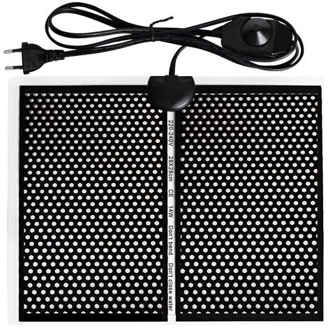 (14W, 220V) Terrarium heating mat, 28 x 28 cm. Heating mat, reptile heating mat, terrarium heating mat, waterproof, adjustable temperature. European plug. (1/5)
