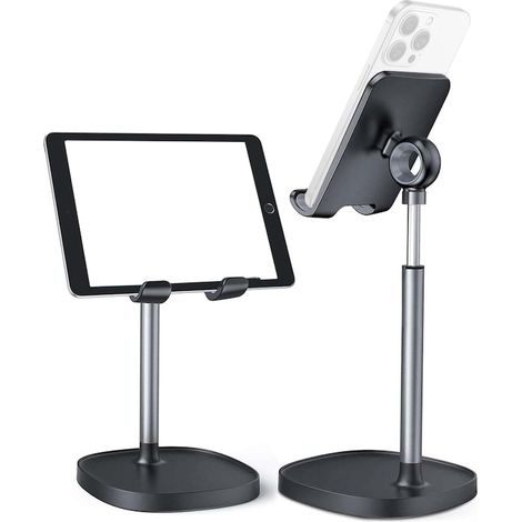 Universelle Tischhalterung für Smartphone oder Tablet, verstellbar, rutschfest, ergonomisches Design, für Tablets von 4 bis 10 Zoll, Schwarz (1/5)
