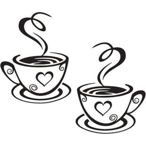 Tasse à Café Design Autocollants Mur Maison Stickers Cuisine Restaurant Décor