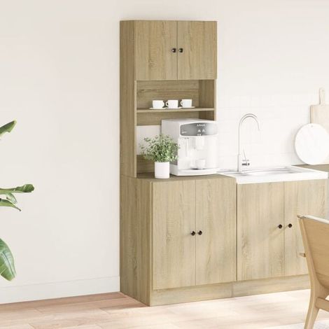 Armoire de Cuisine avec Portes, Rangement Hauteur 180 cm, Meuble de Rangement en Bois d'Ingénierie Couleur Chêne Sonoma, 60x50x180 cm (1/5)